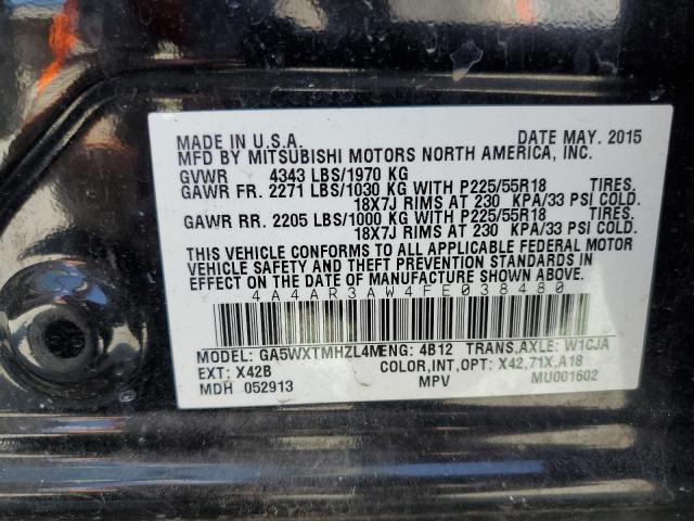 4A4AR3AW4FE038480 - 2015 MITSUBISHI OUTLANDER ES BLACK photo 13