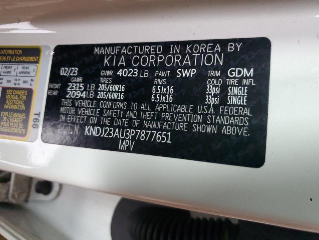 KNDJ23AU3P7877651 - 2023 KIA SOUL LX WHITE photo 12