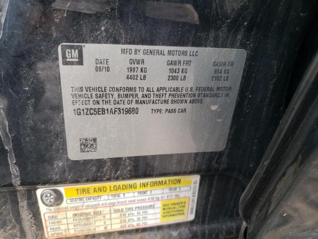 1G1ZC5EB1AF319680 - 2010 CHEVROLET MALIBU 1LT BLACK photo 12