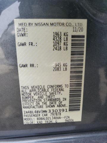 1N4BL4BV3MN330391 - 2021 NISSAN ALTIMA S GRAY photo 12