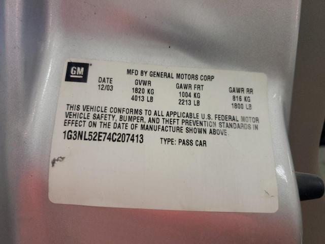1G3NL52E74C207413 - 2004 OLDSMOBILE ALERO GL ვერცხლისფერი ფოტო 12