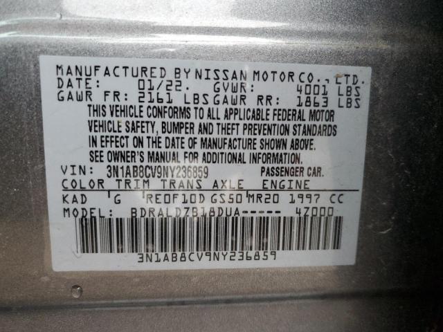 3N1AB8CV9NY236859 - 2022 NISSAN SENTRA SV GRAY photo 12