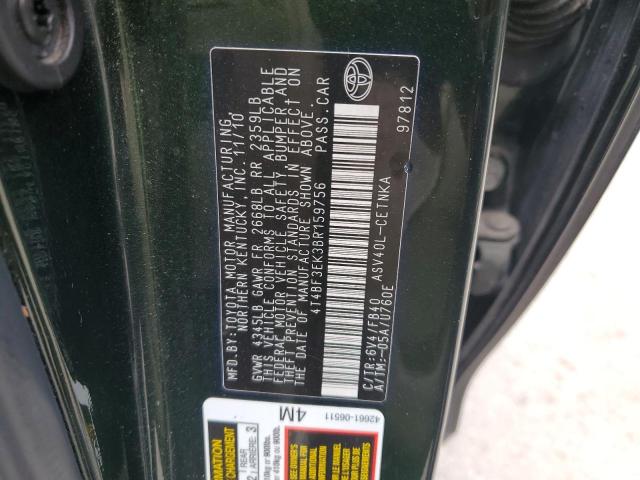 4T4BF3EK3BR159756 - 2011 TOYOTA CAMRY BASE Жасыл фото 12