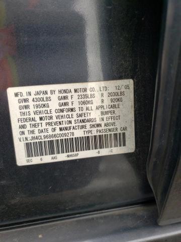 JH4CL96866C009278 - 2006 ACURA TSX GRAY photo 12