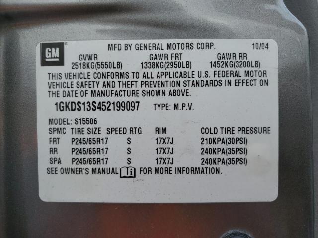 1GKDS13S452199097 - 2005 GMC ENVOY Gümüş foto 13