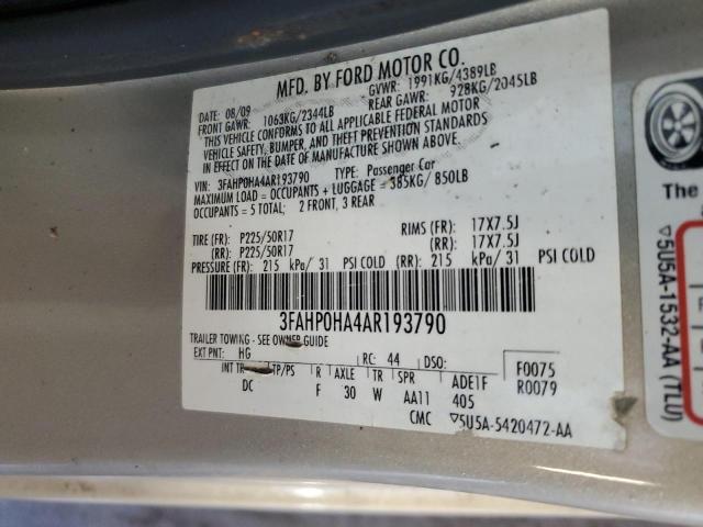 3FAHP0HA4AR193790 - 2010 FORD FUSION SE 灰色 照片 12