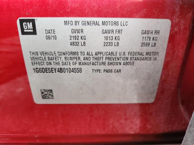 1G6DE5EY4B0104558 - 2011 CADILLAC CTS LUXURY COLLECTION RED photo 13