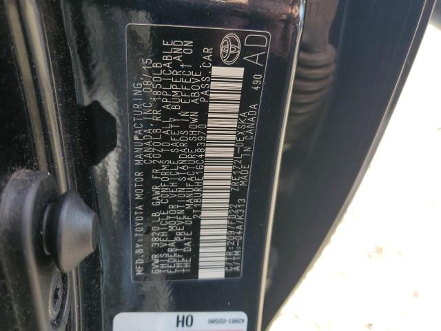 2T1BURHE1GC483970 - 2016 TOYOTA COROLLA L შავი ფოტო 12