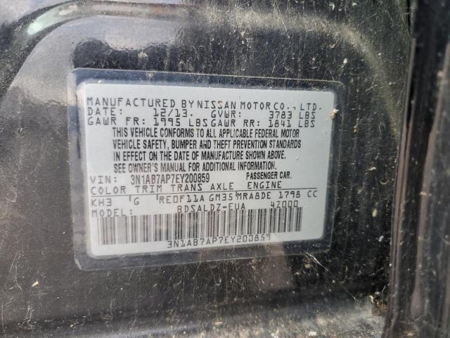 3N1AB7AP7EY200859 - 2014 NISSAN SENTRA S BLACK photo 12