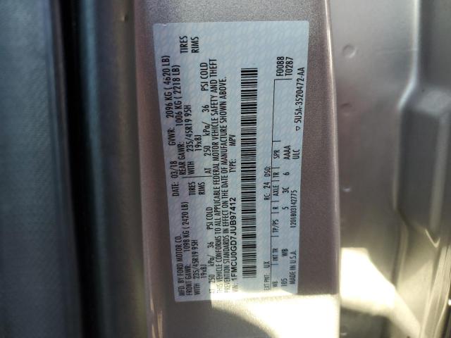 1FMCU0GD7JUB97412 - 2018 FORD ESCAPE SE Gümüş foto 14