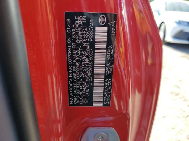 JTDJT923085180537 - 2008 TOYOTA YARIS RED photo 13