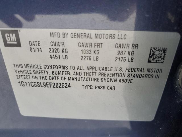 1G11C5SL9EF202624 - 2014 CHEVROLET MALIBU 1LT Mavi foto 12