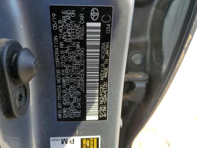 JTDS4RCE8LJ027390 - 2020 TOYOTA COROLLA SE SILVER photo 12