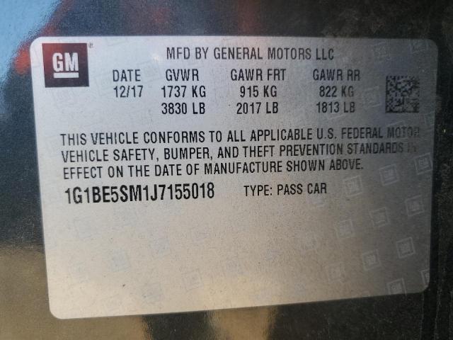 1G1BE5SM1J7155018 - 2018 CHEVROLET CRUZE LT Graphit Foto 12