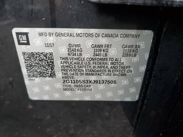 2G1105S3XJ9137505 - 2018 CHEVROLET IMPALA LT 黑色 照片 12