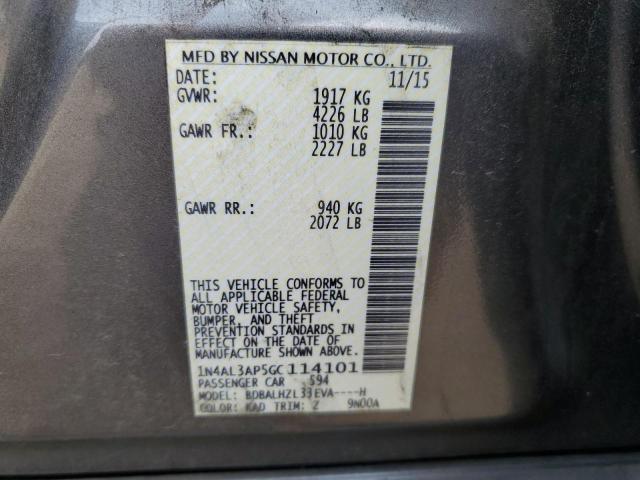 1N4AL3AP5GC114101 - 2016 NISSAN ALTIMA 2.5 GRAY photo 12