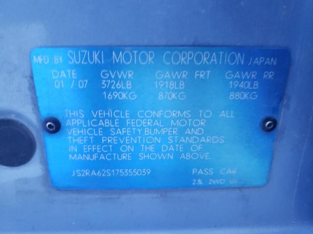 JS2RA62S175355039 - 2007 SUZUKI AERIO BLUE photo 12