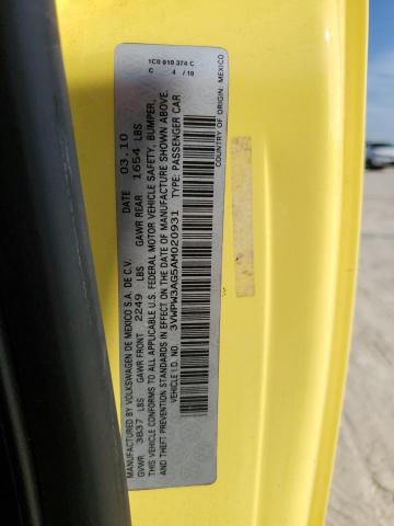 3VWPW3AG5AM020931 - 2010 VOLKSWAGEN NEW BEETLE YELLOW photo 12