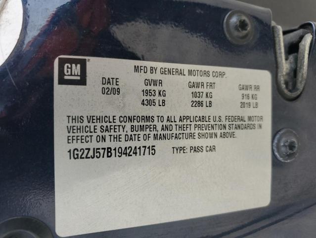 1G2ZJ57B194241715 - 2009 PONTIAC G6 BLUE photo 12
