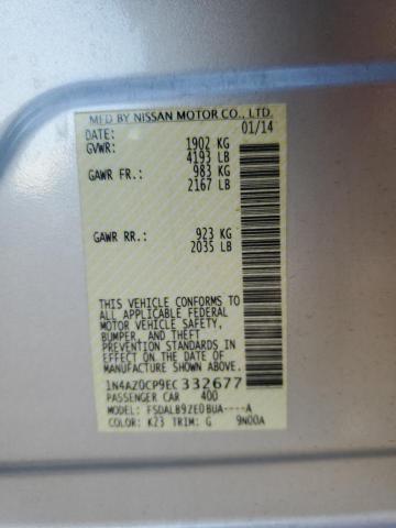 1N4AZ0CP9EC332677 - 2014 NISSAN LEAF S SILVER photo 13