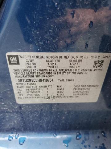 3GTU2NEC6HG419764 - 2017 GMC SIERRA K1500 SLT BLUE photo 13