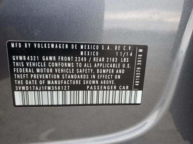 3VWD17AJ1FM358127 - 2015 VOLKSWAGEN JETTA SE GRAY photo 12