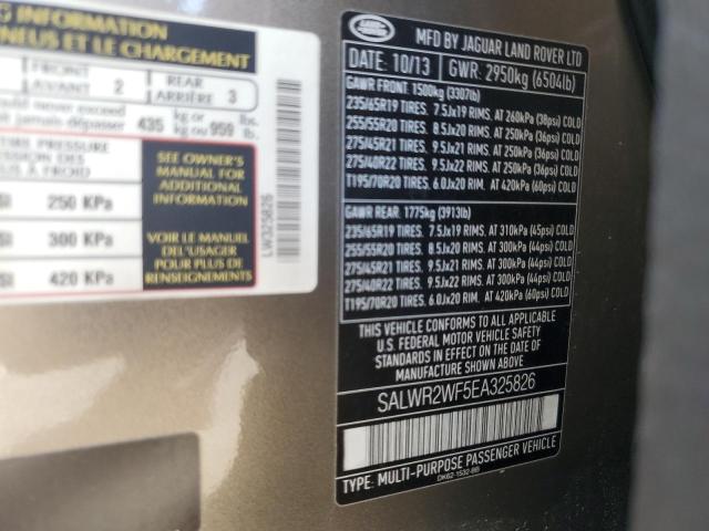 SALWR2WF5EA325826 - 2014 LAND ROVER RANGE ROVE HSE BROWN photo 13