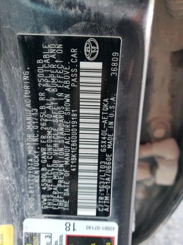 4T1BK1EB6DU019181 - 2013 TOYOTA AVALON BASE 灰色 照片 12