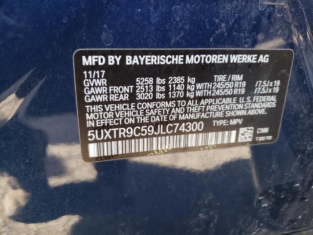 5UXTR9C59JLC74300 - 2018 BMW X3 XDRIVE30I BLUE photo 14