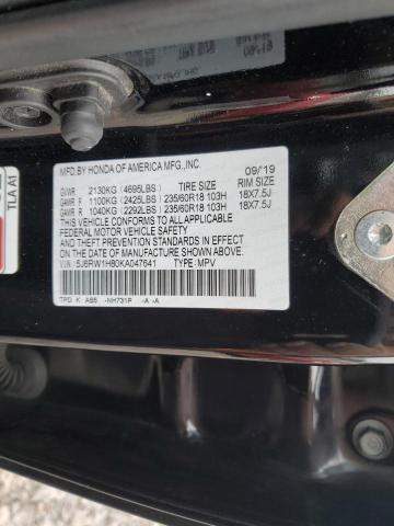 5J6RW1H80KA047641 - 2019 HONDA CR-V EXL Noir photo 14