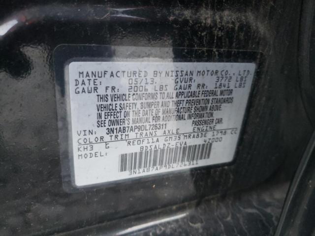 3N1AB7AP9DL726311 - 2013 NISSAN SENTRA S BLACK photo 13