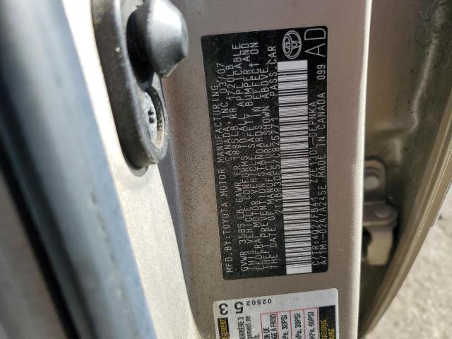 2T1BR30E57C825771 - 2007 TOYOTA COROLLA CE TAN photo 12