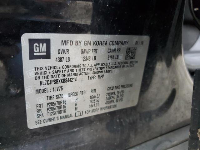 KL7CJPSBXKB844214 - 2019 CHEVROLET TRAX 1LT 黑色 照片 12