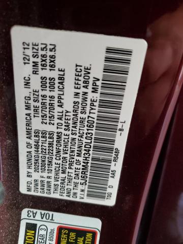 5J6RM4H34DL031607 - 2013 HONDA CR-V LX Қызыл фото 14