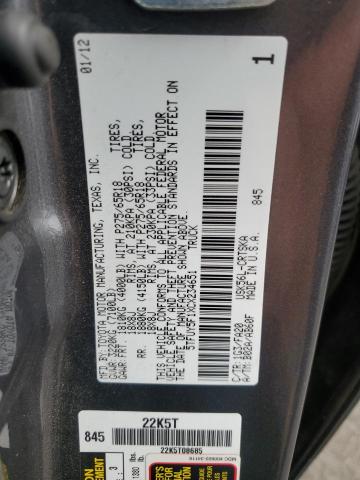 5TFUY5F1XCX234651 - 2012 TOYOTA TUNDRA DOUBLE CAB SR5 GRAY photo 12