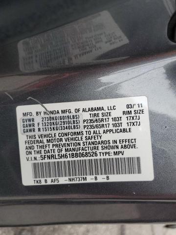 5FNRL5H61BB068526 - 2011 HONDA ODYSSEY EXL Graphit Foto 13