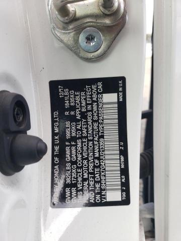 SHHFK7G42JU213359 - 2018 HONDA CIVIC SPORT 白色 照片 12