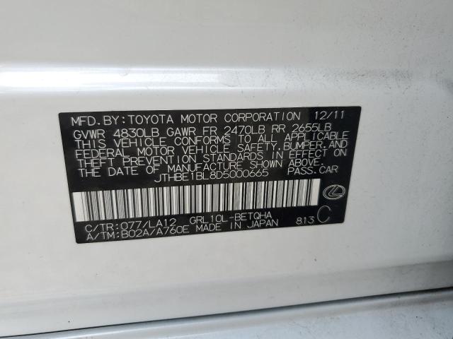 JTHBE1BL8D5000665 - 2013 LEXUS GS 350 თეთრი ფოტო 12