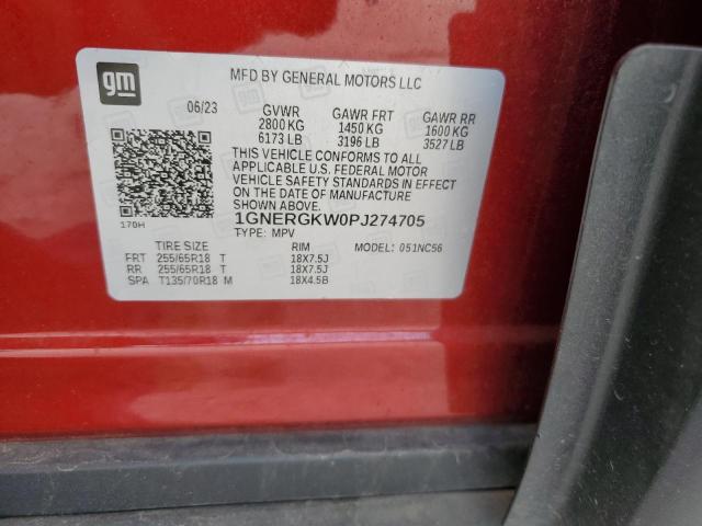 1GNERGKW0PJ274705 - 2023 CHEVROLET TRAVERSE LT RED photo 14