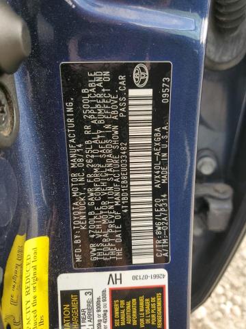 4T1BD1EB8EU033482 - 2014 TOYOTA AVALON HYBRID BLUE photo 12