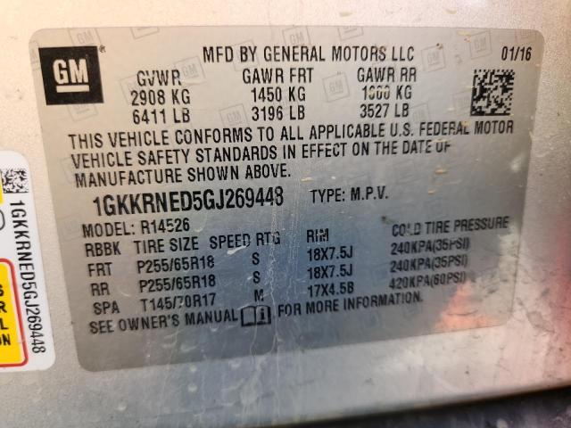 1GKKRNED5GJ269448 - 2016 GMC ACADIA SLE SILVER photo 13