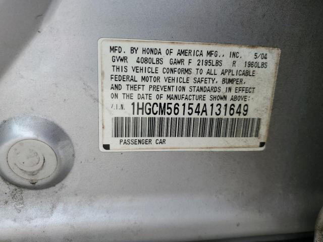 1HGCM56154A131649 - 2004 HONDA ACCORD DX Gümüş foto 12