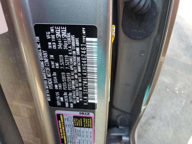 5XYZW4LAXHG462461 - 2017 HYUNDAI SANTA FE S ნაცრისფერი ფოტო 13