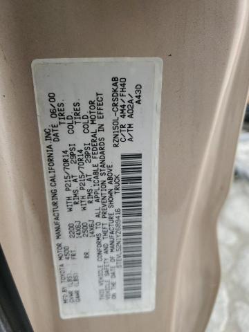 5TEVL52N1YZ689416 - 2000 TOYOTA TACOMA XTRACAB 金色 照片 13