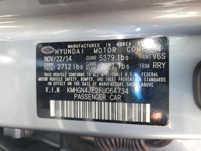 KMHGN4JE2FU064734 - 2015 HYUNDAI GENESIS 3.8L 银色 照片 12