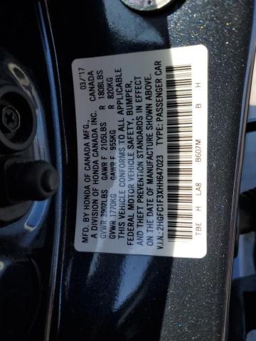 2HGFC1F3XHH647023 - 2017 HONDA CIVIC EX BLACK photo 12