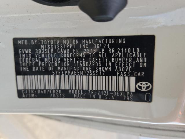 5YFEPMAE5MP255547 - 2021 TOYOTA COROLLA LE Biały zdjęcie 13