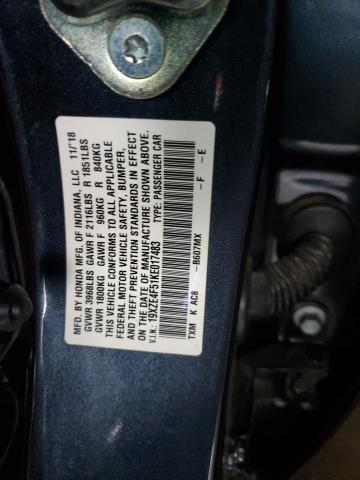 19XZE4F51KE017483 - 2019 HONDA INSIGHT EX BLUE photo 12