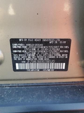 JF2SH63669G784520 - 2009 SUBARU FORESTER 2.5X PREMIUM ოქროსფერი ფოტო 13