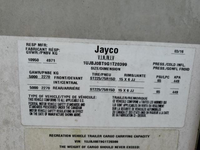 1UJBJ0BT9G1T20399 - 2016 JAYCO WHITE HAWK TAN photo 10